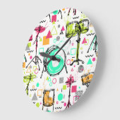 ドラムキット:水彩メンフィスレトロ。 ラージ壁時計 (傾斜)