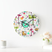 ドラムキット:水彩メンフィスレトロ。 ラージ壁時計 (ホーム)