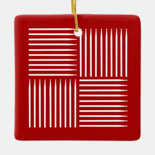 ドラムクロスハッチング赤 セラミックオーナメント (正面)