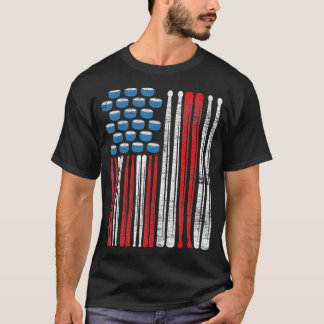 ドラムスティックアメリカのドラマー米国旗パーカッションDru Tシャツ