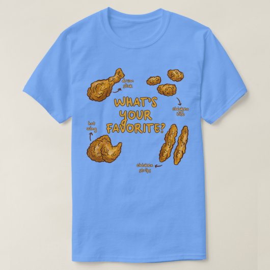 ドラムスティック、ホットウイングまたはナゲット揚げチキンパン Tシャツ (デザイン正面)