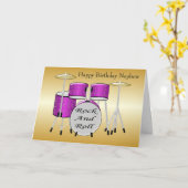 ドラムスパーソナライズされた甥誕生日 カード (黄色い花)