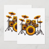 ドラムスンフラワーフラワーミュージシャン音楽フローラ エンクロージャーカード (正面/裏面)