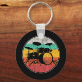 ドラムズドラマーバンドドランプセットレトロヴィンテージ キーホルダー (正面)