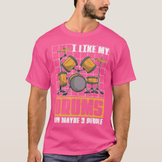ドラムセットおもしろいドラマーミュージカル楽器パーカッシ Tシャツ