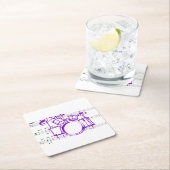 ドラムセットと音楽 スクエアペーパーコースター (インサイチュ)