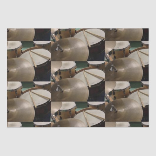 ドラムセットのシンバルとスティック 薄葉紙 (正面)