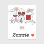 ドラムセットの漫画イラスト シール (シート)