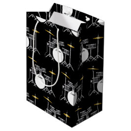 ドラムセットドラムバンド先生ミュージシャン ミディアムペーパーバッグ