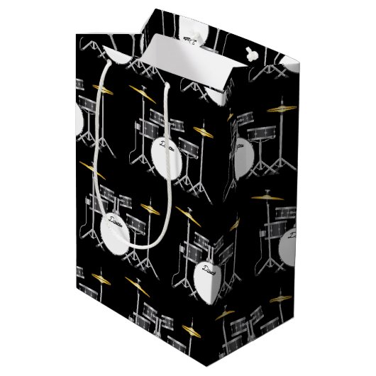 ドラムセットドラムバンド先生ミュージシャン ミディアムペーパーバッグ (裏面アングル)