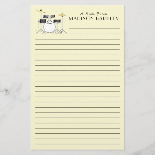 ドラムセットドラムバンド先生ミュージシャン 便箋 (正面)