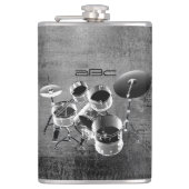 ドラムセットパーソナライズされた/ドラマーへのギフト フラスク (正面)