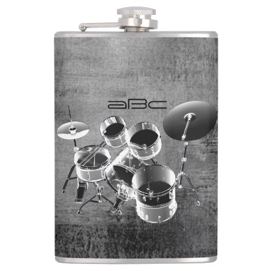 ドラムセットパーソナライズされた/ドラマーへのギフト フラスク (正面)