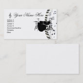 ドラムセットピアノのキーボードと音楽ノート 名刺 (正面/裏面)