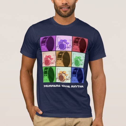 ドラムセットモダンダークシャツアポップ・アートのート Tシャツ (正面)