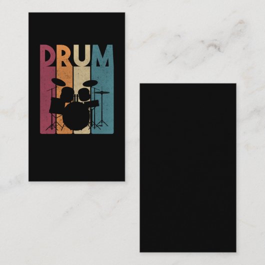ドラムセットヴィンテージロックミュージックレトロドラマー 名刺 (正面/裏面)