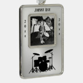 ドラムセット個人写真名年 シルバープレートフレームオーナメント (右)