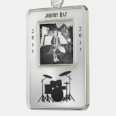 ドラムセット個人写真名年 シルバープレートフレームオーナメント (左)