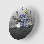 ドラムセット漫画 ラウンド壁時計 (傾斜)