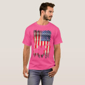 ドラムセット米国アメリカ国旗7月4日Patriotic D Tシャツ (正面フル)