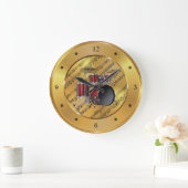 ドラムセット〜をシート音楽~金ゴールド背景~ユニーク ラージ壁時計 (ホーム)