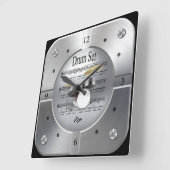 ドラムセット〜シート音楽~銀色ブラシ仕上げ スクエア壁時計 (傾斜)