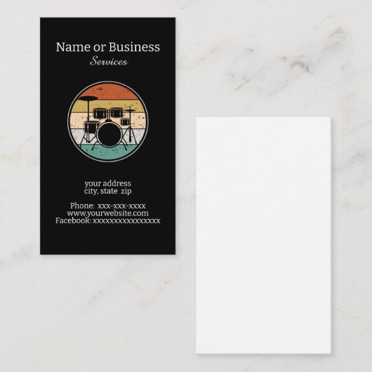 ドラムセット 名刺 (正面/裏面)