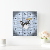ドラムセット~転がシート音楽~青の濃淡の背景 スクエア壁時計 (ホーム)