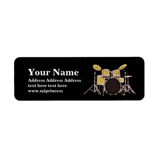 ドラムセット,音楽,大人,差出人住所シール ラベル (正面)
