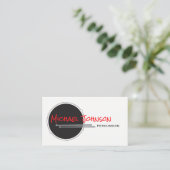 ドラムドラマーミニマルパーカッションクールブラックミュージック 名刺 (スタンド正面)