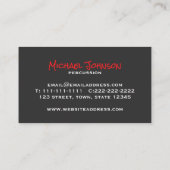 ドラムドラマーミニマルパーカッションクールブラックミュージック 名刺 (裏面)