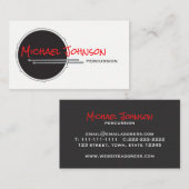 ドラムドラマーミニマルパーカッションクールブラックミュージック 名刺 (正面/裏面)