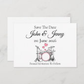 ドラムドラマーミュージシャンウェディングデートを保存 (正面/裏面)