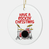 ドラムドラマーミュージシャンクリスマスオーナメント セラミックオーナメント (左)