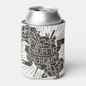 ドラムハート:ヴィンテージ手書きイラストレーション 缶クーラー (缶正面)