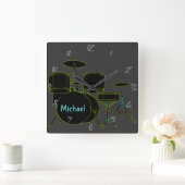 ドラムパーソナライズされた壁時計 スクエア壁時計 (ホーム)