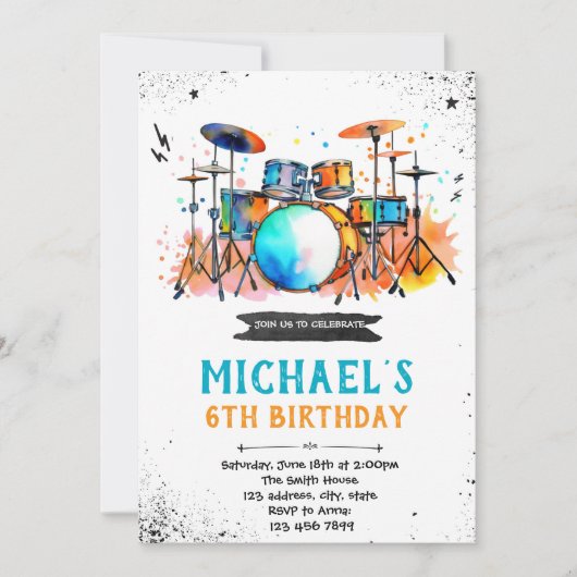 ドラムパーティの招待状 招待状 (正面)