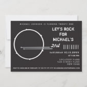 ドラムブラック&ホワイト21歳の誕生日 招待状 (正面)