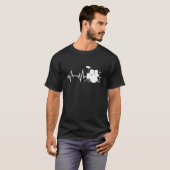 ドラムプレーヤー鼓動ドラマー鼓動グラフィック Tシャツ (正面フル)