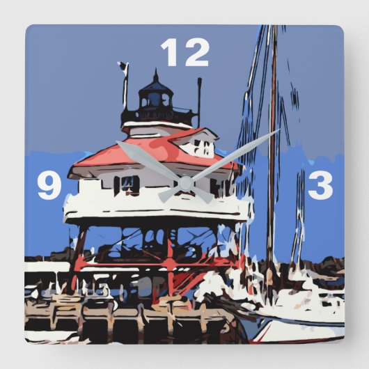 ドラムポイントライト スクエア壁時計 (正面)