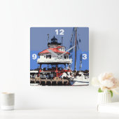 ドラムポイントライト スクエア壁時計 (ホーム)