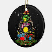 ドラムマーサンタクリスマスギフトドラムドラマークリスマス セラミックオーナメント (左)