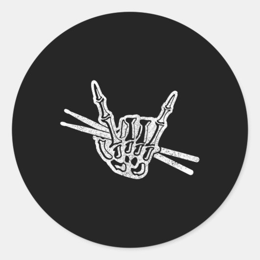 ドラムマーハロウィーンスケルトンハンドロックアンドロールドラム ラウンドシール (正面)