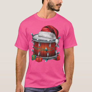 ドラムミュージシャンクリスマス照明サンタミュージカルドラムチャール Tシャツ