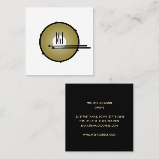 ドラムモノグラムの | ドラマー名刺 スクエア名刺 (正面/裏面)