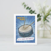 ドラムロール頼む！アーおもしろいトポップ・アートの誕生日カード ポストカード (スタンド正面)