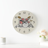 ドラム図解入りの、写真付きのセット ラージ壁時計 (ホーム)