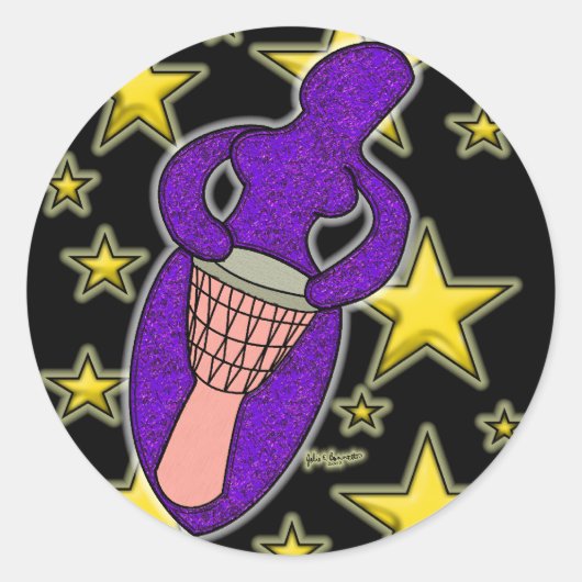 ドラム女神ステッカーラウンド ラウンドシール (正面)