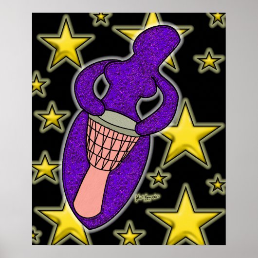 ドラム女神プリント ポスター (正面)