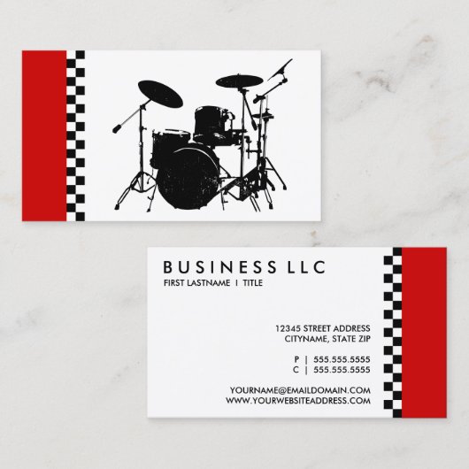 ドラム市松模様に。 名刺 (正面/裏面)